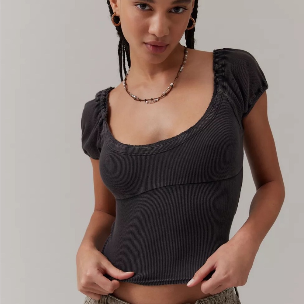 Urban Outfitters BDG Charlie Puff Sleeve Fitted Top